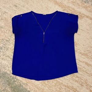 Toura zip front short sleeve blouse XL